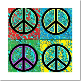 peace pop art red yellow blue green Posters and Art
